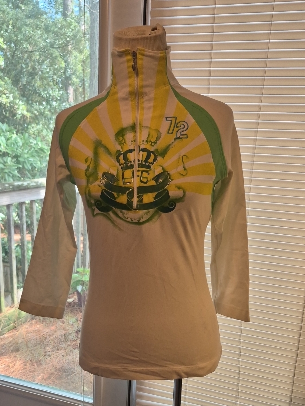 Nike White Zip Pullover with Yellow & Green Graphic